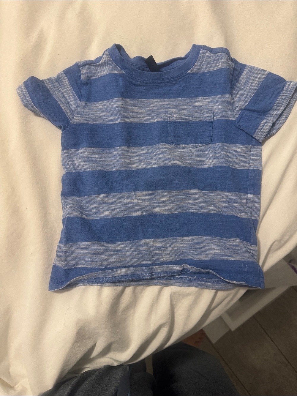 Janie and Jack Blue and white  Stripe Pocket Tee